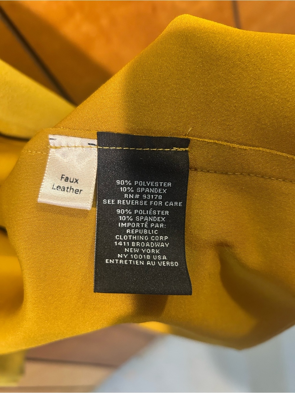 Faux Leather Jacket in Mustard Yellow